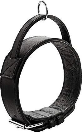 Hunter Larvik Trainingshalsband mit Griff, Hundehalsband, Leder, strapazierfähhig, 70 L-XL, schwarz (67015)