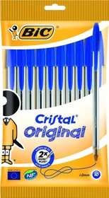 BIC Cristal Original medium Kugelschreiber blau/transparent, 10er-Pack