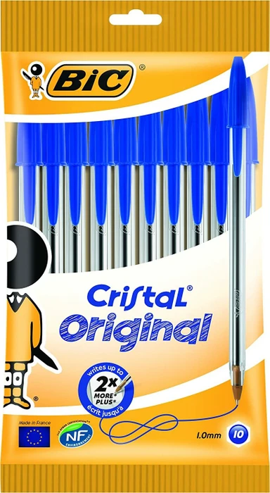 BIC Cristal Original medium Kugelschreiber blau/transparent, 10er-Pack