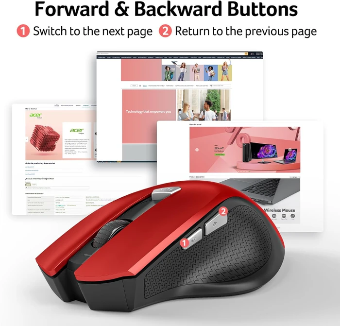 Acer OMR266 2.4GHz Wireless Mouse rot/schwarz, USB
