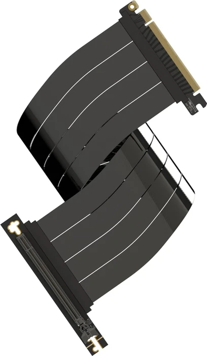 LinkUP AVA5 v2 Riser Kabel, rechts gerichtet, gewinkelt, PCIe 5.0, 500mm, schwarz/rosa