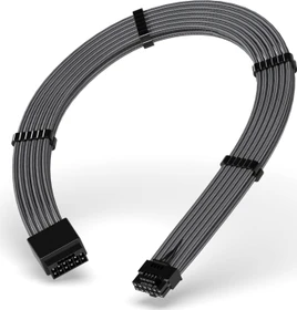 EZDIY-FAB 12VHPWR Kabel, 16-Pin PCIe Verlängerungskabel, 16-Pin PCIe 5.0 12VHPWR Buchse auf 16-Pin PCIe 5.0 12VHPWR Stecker, 16AWG, grau, 30cm