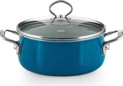 Riess Nouvelle Aquamarin Top 3000 Kasserolle mit Glasdeckel 16cm 1l