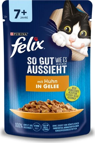 Purina Felix So gut wie es aussieht Senior mit Huhn in Gelee, 85g