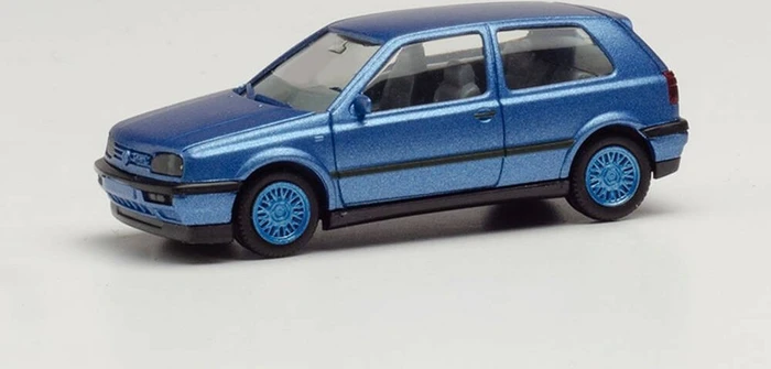 Herpa VW Golf III VR6 mit Felgen blau blaumetallic