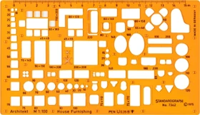 Schneider Standardgraph Möblierungsschablone Architekt Schablone, orange