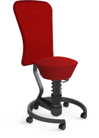 Aeris Swopper Work New Edition Bürohocker mit Rollen und Lehne, Feder Low, Gestell Alu schwarz, Bezug Mesh-Gewebe rot