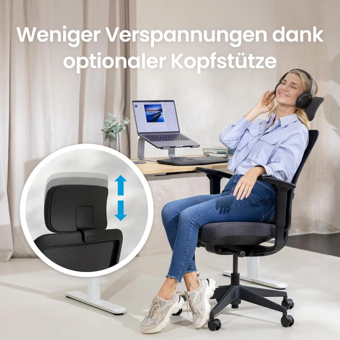 Ergotopia PureBack ergonomischer Bürostuhl mit Kopfstütze, schwarz