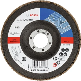 Bosch Professional X431 Standard for Metal Fächerschleifscheibe gewinkelt K80, 125x22.23mm, 1 Stück