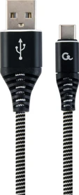 Gembird Premium Cotton Braided Type-C USB Charging And Data Cable 2.0m schwarz