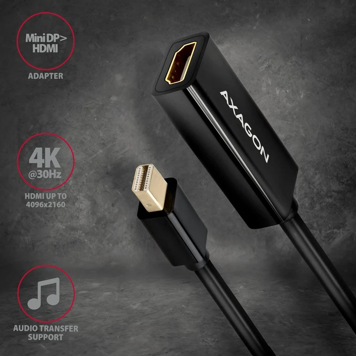Axagon Mini DisplayPort 1.2/HDMI 1.4b Adapterkabel schwarz, 0.15m