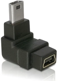 DeLOCK USB-B mini 5 Pin Stecker auf Buchse 90° gewinkelt [oben] (65097)