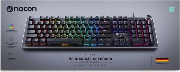 Nacon CL-520 Mechanical Keyboard, LEDs RGB, schwarz, Outemu Red, USB, DE