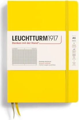 Leuchtturm1917 Medium Notizbuch, A5, kariert, Hardcover, zitrone