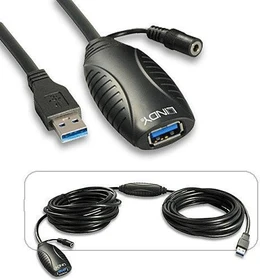 Lindy USB 3.0 aktives Verlängerungskabel, USB-A [Stecker] auf USB-A [Buchse], 10m (43156)