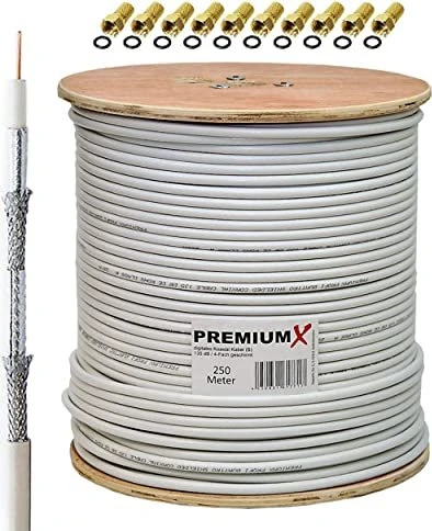 PremiumX Basic Koaxialkabel 135dB 4-fach geschirmt 250m