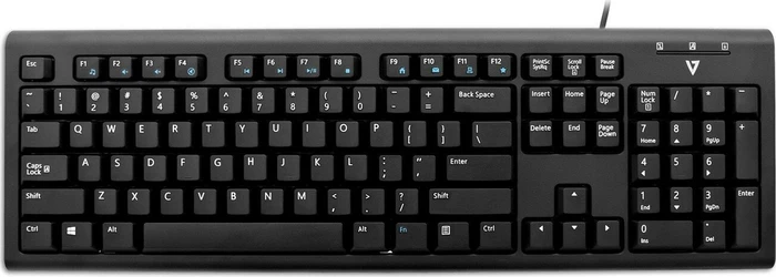 V7 Keyboard KU200, schwarz, PS/2 & USB, US