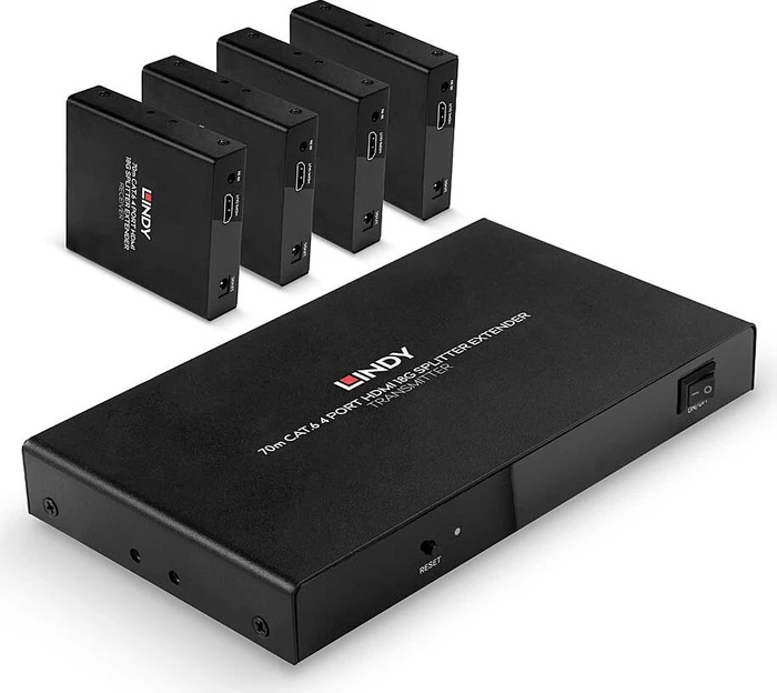Lindy 4 Port HDMI 4K60 Splitter Extender, 70m, Cat.6