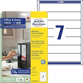Avery-Zweckform Ordneretiketten, 38x192mm, ablösbar, weiß, 10 Blatt (70 Etiketten)