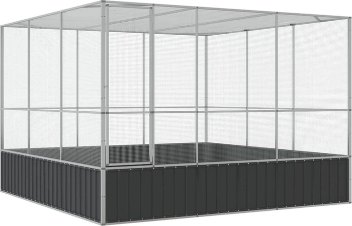 vidaXL Voliere, silber/grau, 311x212x307cm