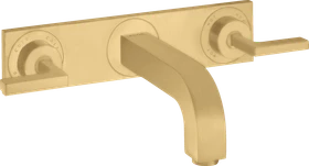 Hansgrohe Axor Citterio 3-Loch Waschtischarmatur für Wandmontage mit Hebelgriffen und Platte brushed gold optic