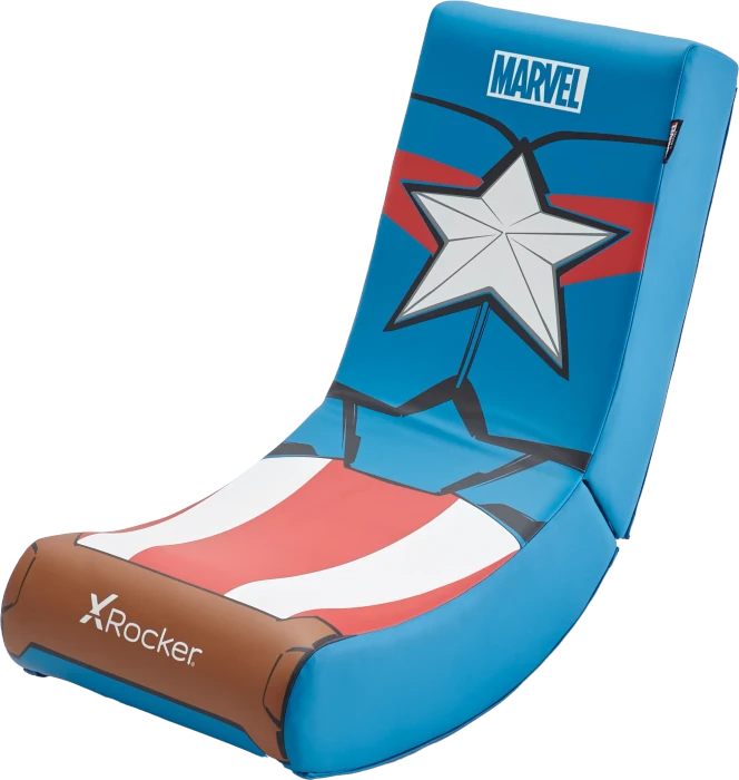 X Rocker Marvel Icon Video Rocker Gaming Bodensessel für Kinder/Jugendliche, Captain America rot/blau