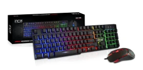Inca Gaming Tastatur Maus Set mit Mauspad schwarz, USB, DE