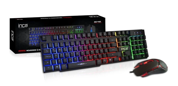 Inca Gaming Tastatur Maus Set mit Mauspad schwarz, USB, DE