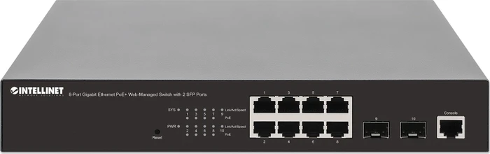 Intellinet Desktop Gigabit Managed Switch, 8x RJ-45, 2x RJ-45/SFP, 140W PoE+