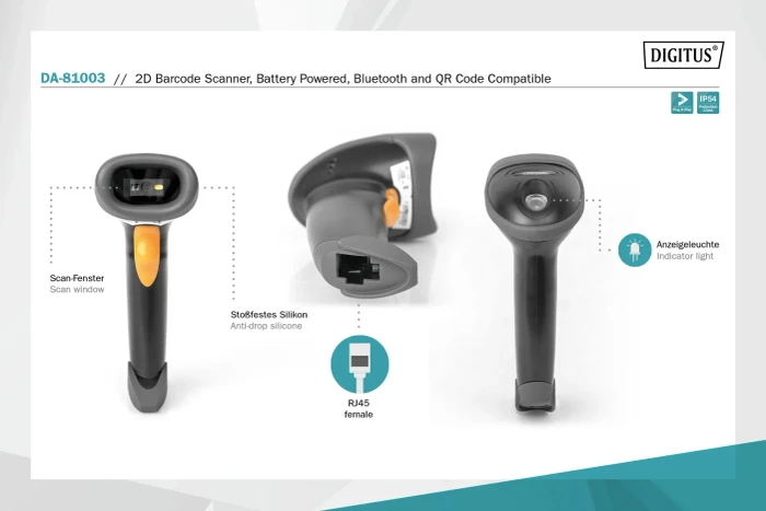 Digitus Akku 2D Barcode Handscanner Bluetooth schwarz