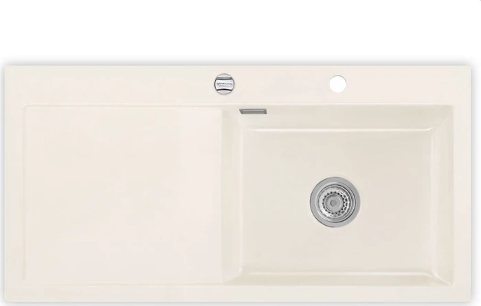 systemceram Mera 100 SL Einbau Becken rechts mit Ablauffernbedienung magnolie