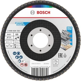 Bosch Professional X451 Fächerschleifscheibe T29 K60, 115x22.23mm, 15 Stück