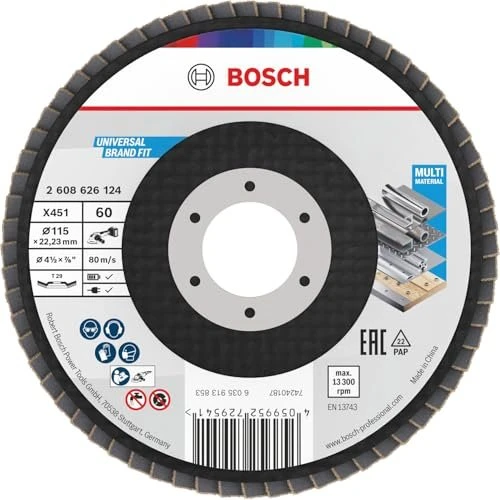Bosch Professional X451 Fächerschleifscheibe T29 K60, 115x22.23mm, 15 Stück