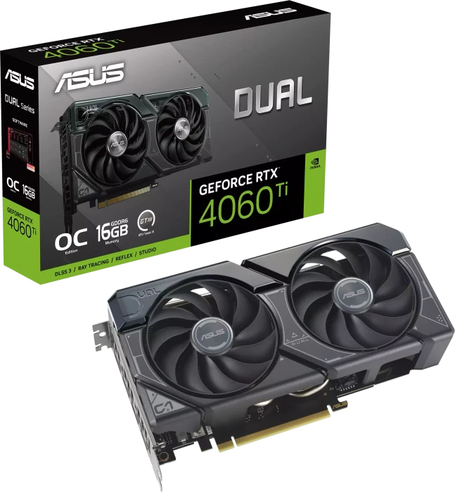 ASUS Dual GeForce RTX 4060 Ti OC, DUAL-RTX4060TI-O16G, 16GB GDDR6, HDMI, 3x DP