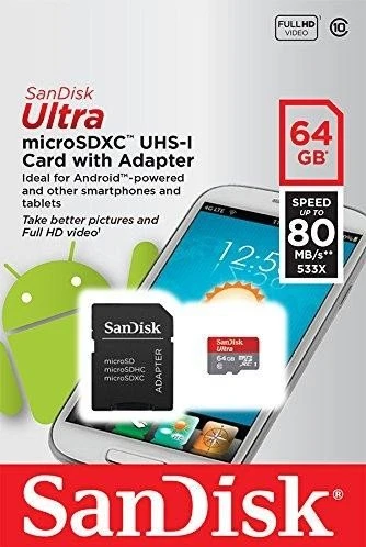 SanDisk Ultra R80 64GB Android Kit, UHS-I, Class 10