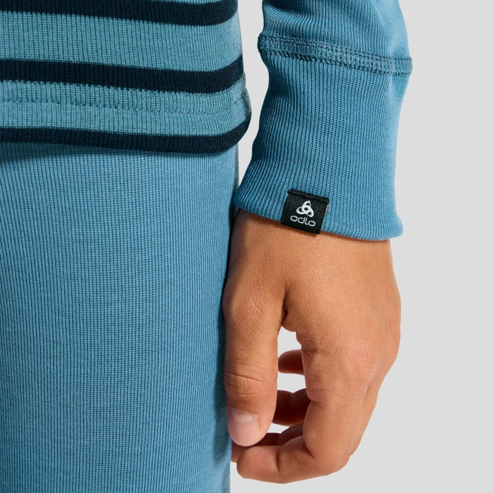 Odlo Active Warm Eco Stripes Funktionsshirt langarm provincial blue/dark sapphire (Junior)
