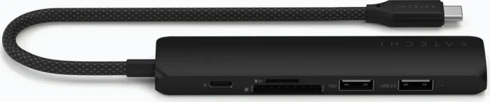 Satechi 6-in-1 Slim Multiport Adapter, schwarz, USB-C 3.1 [Stecker]