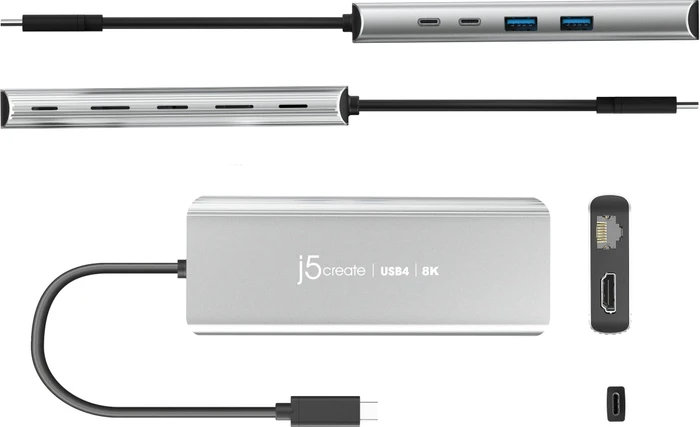 j5create USB4 6-in-1 Multi-Port Adapter, 8K USB PD 100W, USB4 [Stecker]