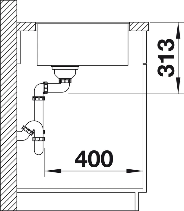 Blanco Subline 400-F Einbau Becken mittig mit Ablauffernbedienung alumetallic