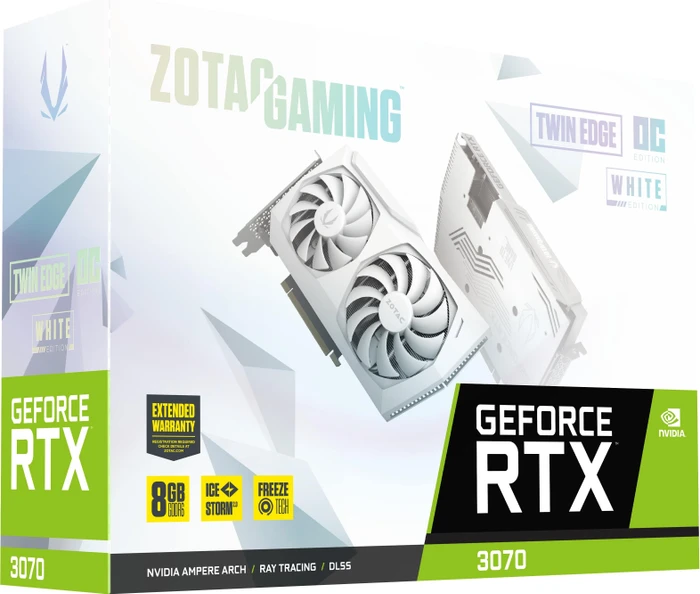 Zotac Gaming GeForce RTX 3070 Twin Edge OC White Edition LHR, 8GB GDDR6, HDMI, 3x DP