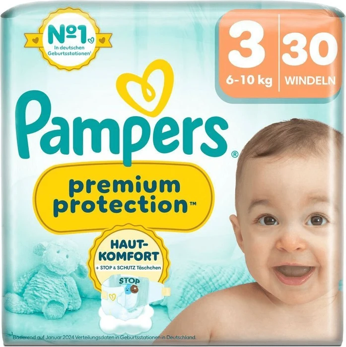 Pampers Premium Protection Gr.3 Einwegwindel, 6-10kg, 30 Stück