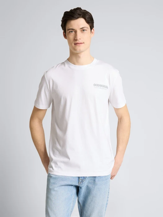 Tom Tailor Basic mit Logo-Print T-Shirt kurzarm white horse (Herren)