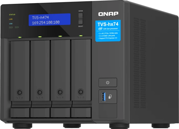 QNAP QuTS hero TVS-h474-PT-8G, 8GB RAM, 2x RJ-45 2.5GBase-T, 1x USB-C 3.1