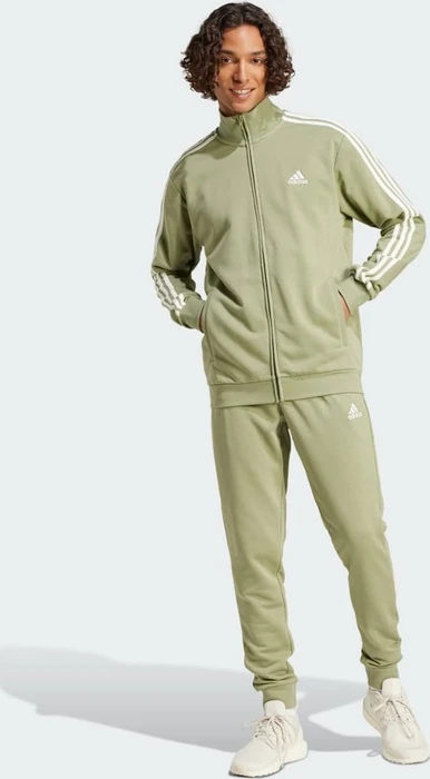 adidas Basic 3-Streifen French Terry Trainingsanzug tent green/off white (Herren)