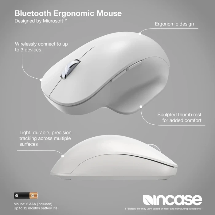 Incase Bluetooth Ergonomic Mouse Glacier, weiß, Bluetooth