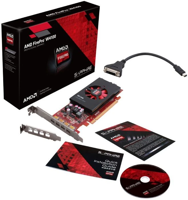 AMD FirePro W4100, 2GB GDDR5, 4x mDP