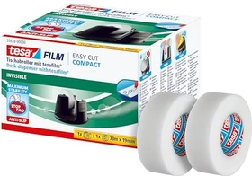 tesa tesafilm Invisible transparent/weiß, Klebestreifen-Abroller/Klebestreifen, 19mm/33m, 3 Stück