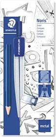 Staedtler Noris Club 550 Schulzirkel Metall, Universaladapter, silber/blau, Klappdeckeletui, Blister