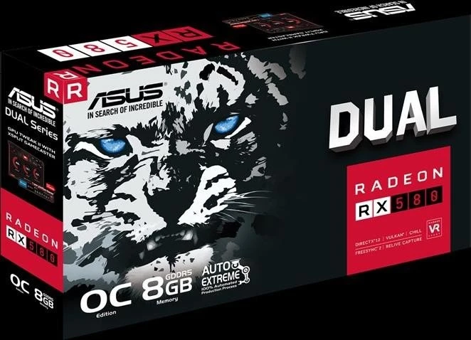 ASUS Dual Radeon RX 580 OC, DUAL-RX580-O8G, 8GB GDDR5, DVI, 2x HDMI, 2x DP