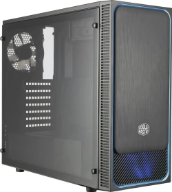Cooler Master MasterBox E500L Window schwarz/blau, Acrylfenster, Lüfter LED blau
